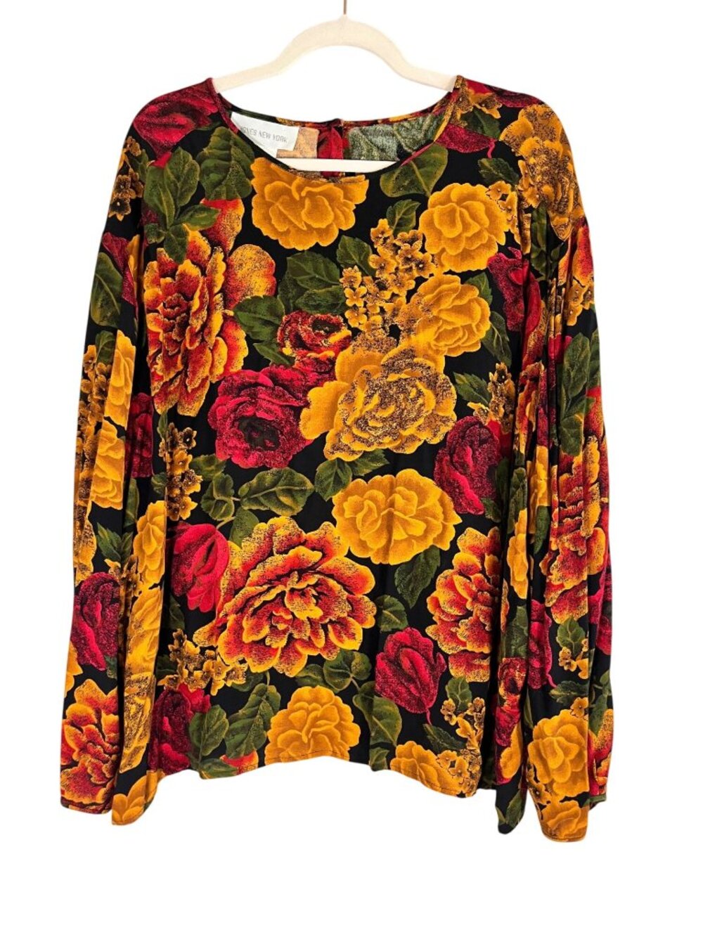 Vintage Colorful Floral Top 24W Earthy Granola‎ Boho Indie Folk Peasant Chic 80s